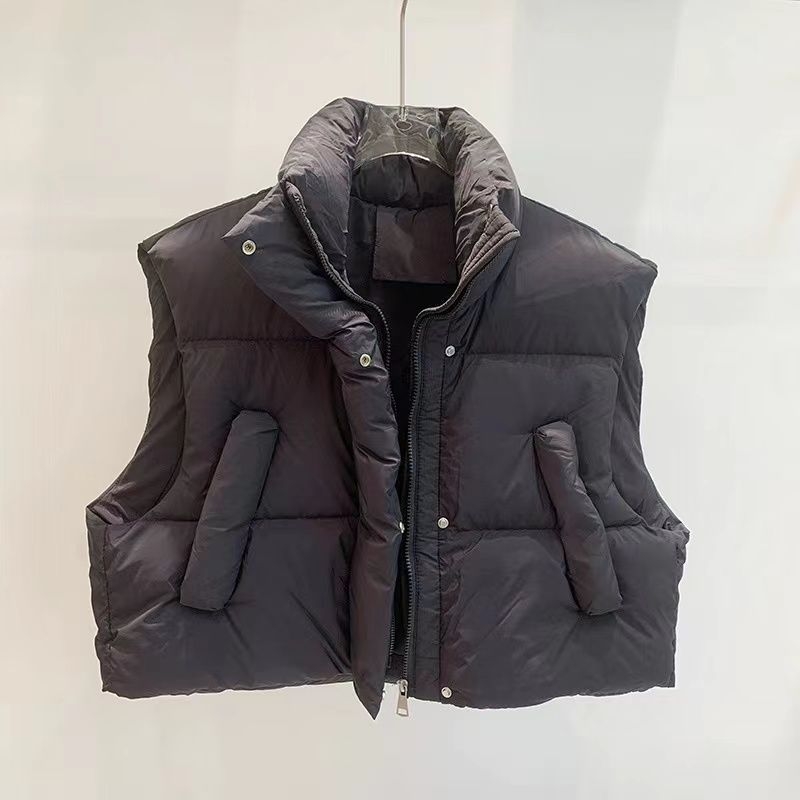 Plus-size žena kratka puffer vesta u korejskom stilu za jesen-zimu