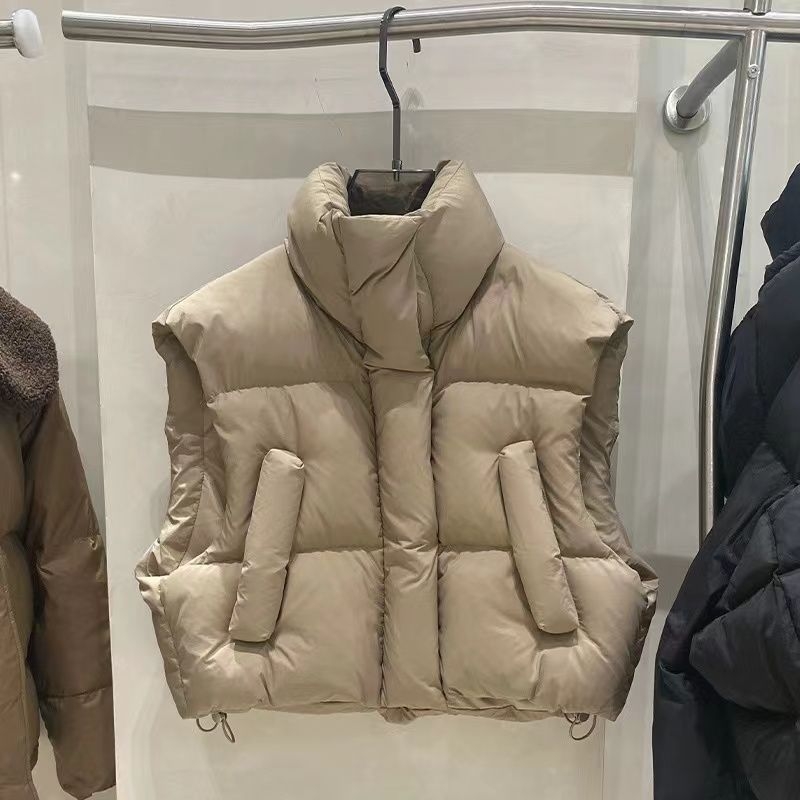 Plus-size žena kratka puffer vesta u korejskom stilu za jesen-zimu