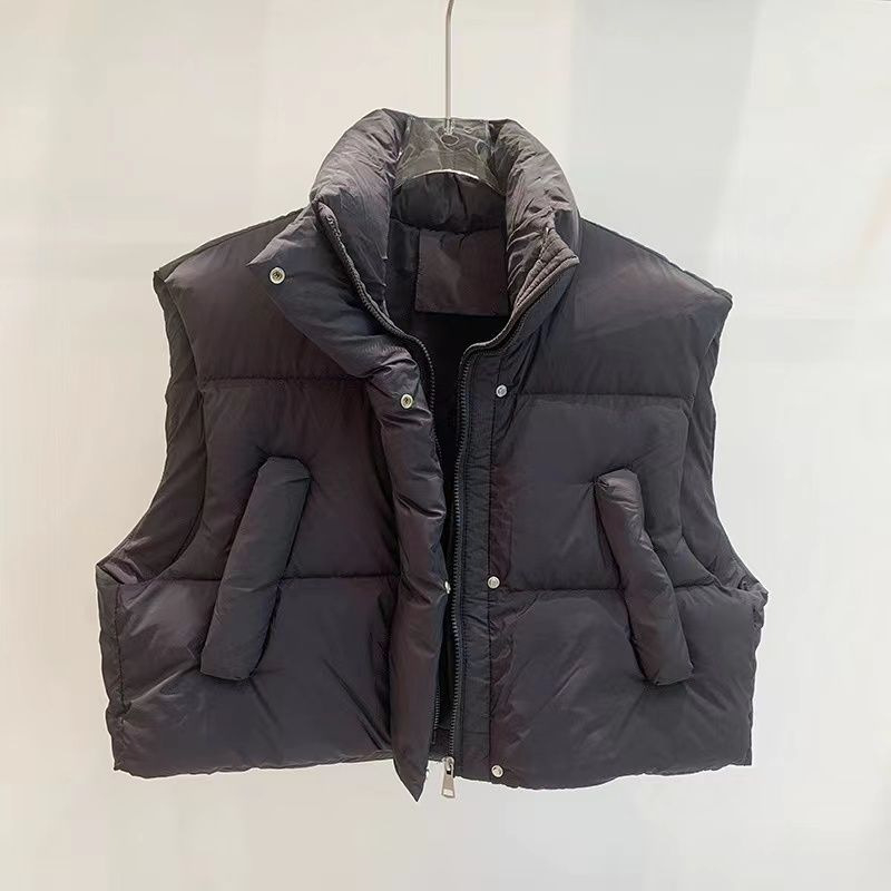 Plus-size žena kratka puffer vesta u korejskom stilu za jesen-zimu