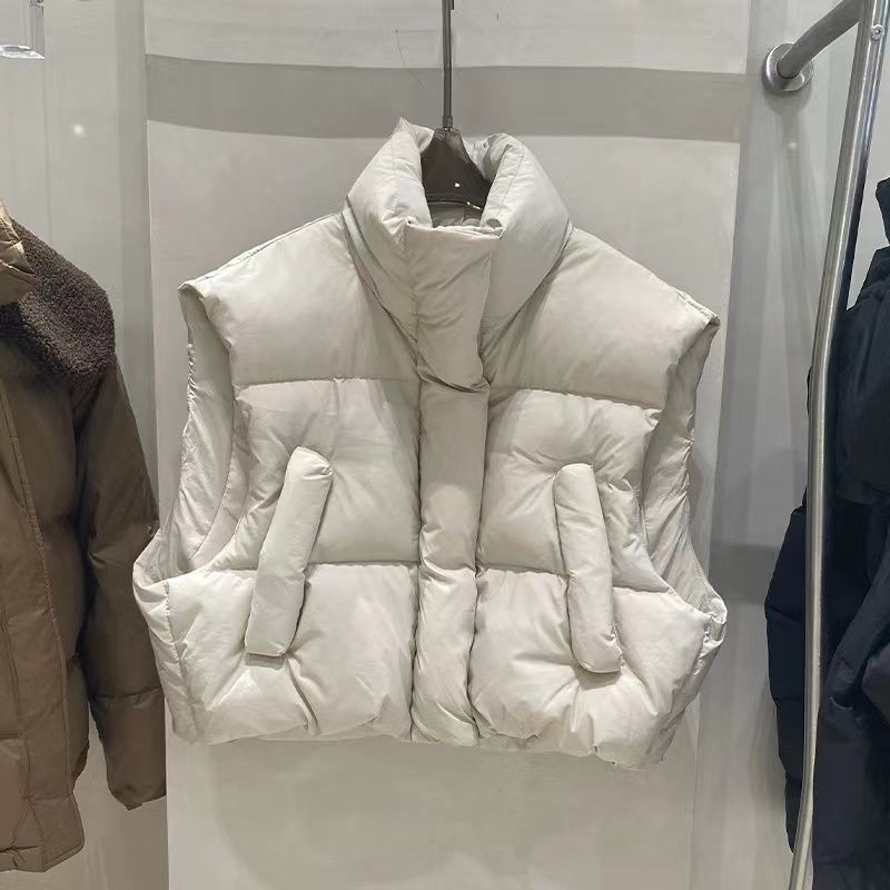 Plus-size žena kratka puffer vesta u korejskom stilu za jesen-zimu