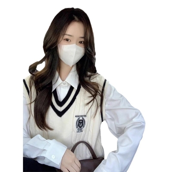 Полиестерна жилетка с POLO яка, колеж стил, за възрастни жени, пролет 2024