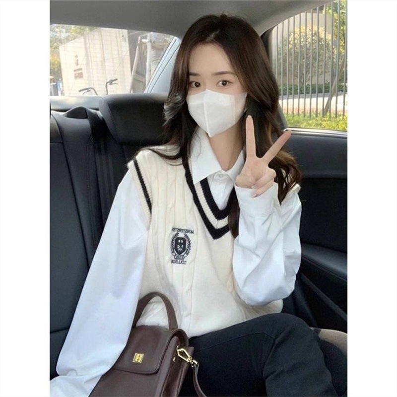 Полиестерна жилетка с POLO яка, колеж стил, за възрастни жени, пролет 2024