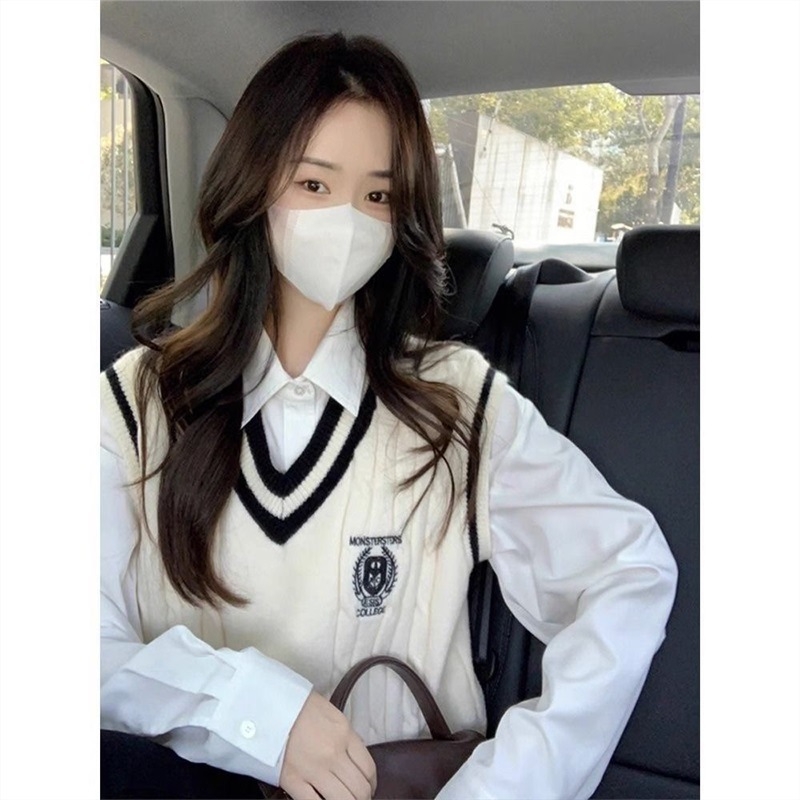 Полиестерна жилетка с POLO яка, колеж стил, за възрастни жени, пролет 2024