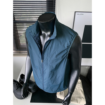 Unisex vodootporna vesta za planinarenje, stojeći ovratnik, zatvarač, 100% najlon, labav kroj, MJ5273-T