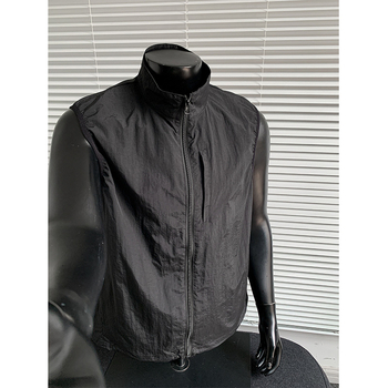 Unisex vodootporna vesta za planinarenje, stojeći ovratnik, zatvarač, 100% najlon, labav kroj, MJ5273-T