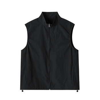 Unisex vodootporna vesta za planinarenje, stojeći ovratnik, zatvarač, 100% najlon, labav kroj, MJ5273-T