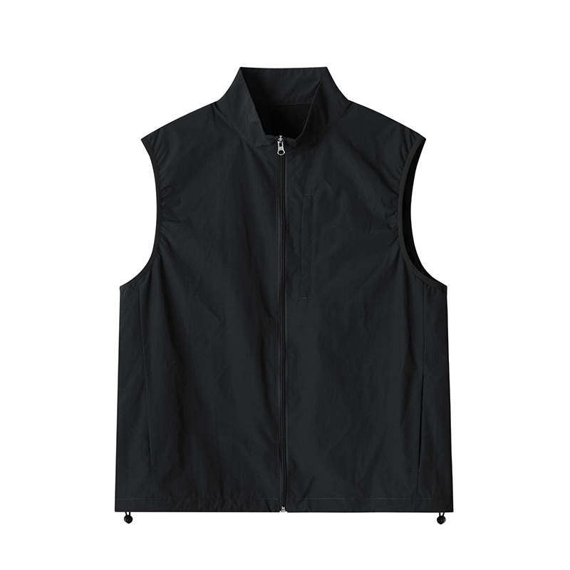 Unisex vodootporna vesta za planinarenje, stojeći ovratnik, zatvarač, 100% najlon, labav kroj, MJ5273-T