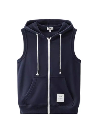 Férfi kapucnis kardigán mellény, koreai stílus, egyenes szabás, cipzár, 100% poliészter, plusz méret, tavasz-őszi