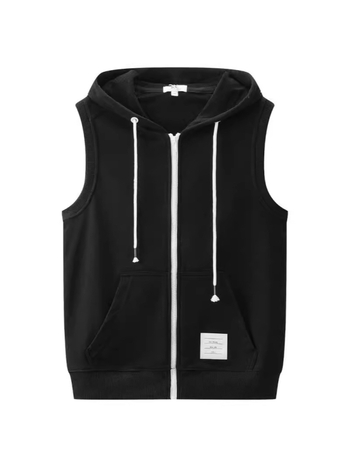 Férfi kapucnis kardigán mellény, koreai stílus, egyenes szabás, cipzár, 100% poliészter, plusz méret, tavasz-őszi