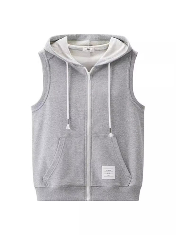 Férfi kapucnis kardigán mellény, koreai stílus, egyenes szabás, cipzár, 100% poliészter, plusz méret, tavasz-őszi