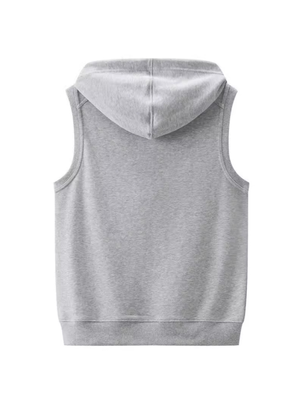 Férfi kapucnis kardigán mellény, koreai stílus, egyenes szabás, cipzár, 100% poliészter, plusz méret, tavasz-őszi