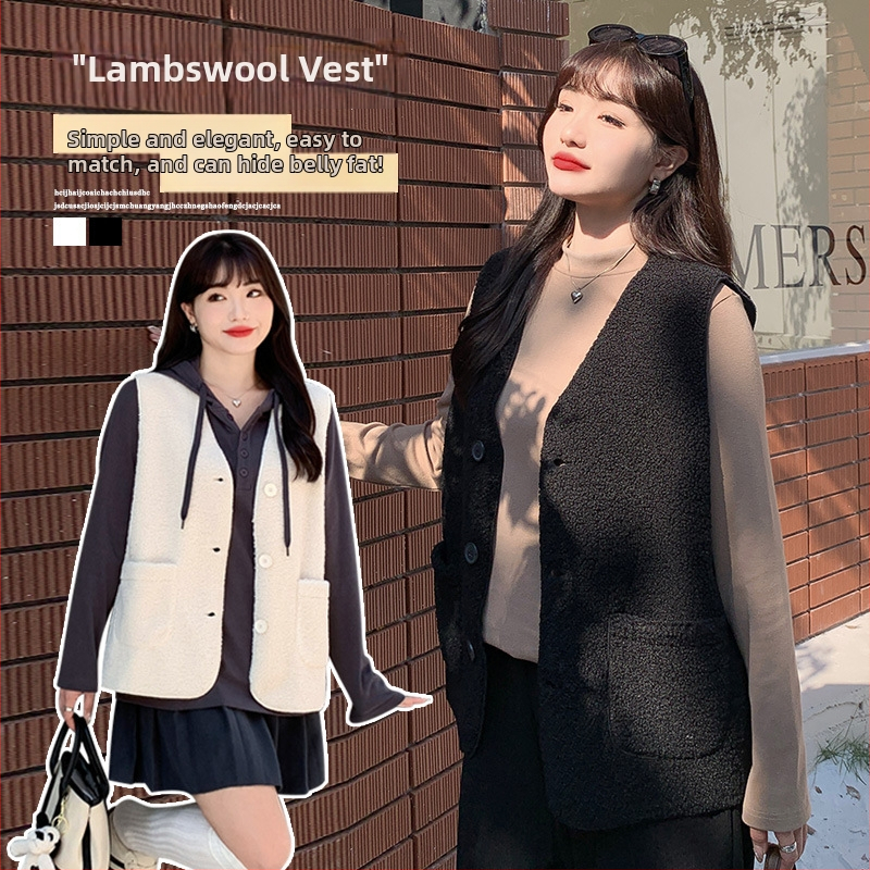 Moteriška viengubos užsegimo kardiganė-vest su granuliniu veluru, V kaklas, viengubas užsegimas, vidutinio ilgio, 95% poliesteris, Žiema 2023, Phoenix Yishe