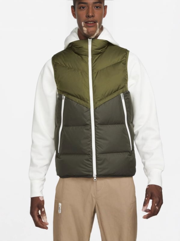 Férfi nylonból készült down-pamut töltésű mellény koreai stílusban, derékig érő, cipzáras zsebek