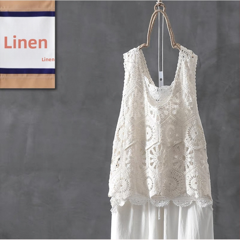 Moteriška medvilninė cape stiliaus liemenė su kapoko įdaru, rombo modelis, apvali kaklų, be rankovių, megztinio stilius, pavasaris 2025