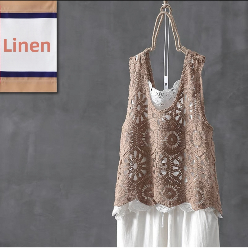 Moteriška medvilninė cape stiliaus liemenė su kapoko įdaru, rombo modelis, apvali kaklų, be rankovių, megztinio stilius, pavasaris 2025