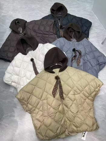 Дамска пухена жилетка с качулка, нейлонова материя, пухова вложка 86–90%, преден цип