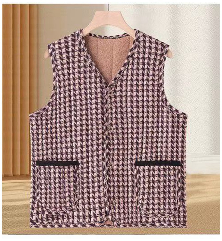 Női mellény, japán stílus, V-nyak, poliészter-pamut töltet, őszi 2025