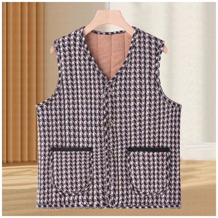 Női mellény, japán stílus, V-nyak, poliészter-pamut töltet, őszi 2025