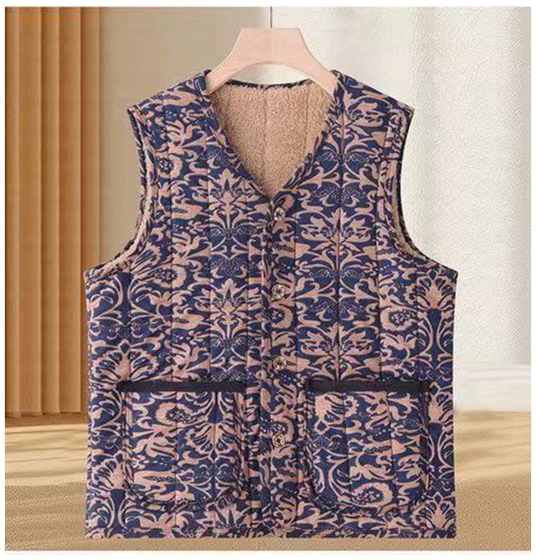 Női mellény, japán stílus, V-nyak, poliészter-pamut töltet, őszi 2025