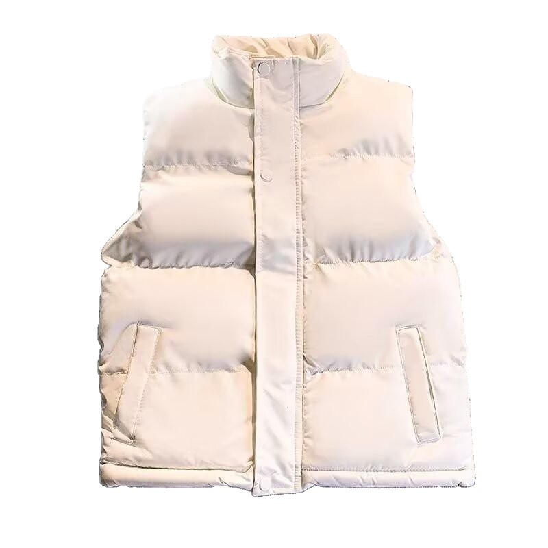 Férfi ujjatlan bélelt mellény álló gallérral — vastag poliészter töltet, rombusz mintázat, zsebek, laza szabás