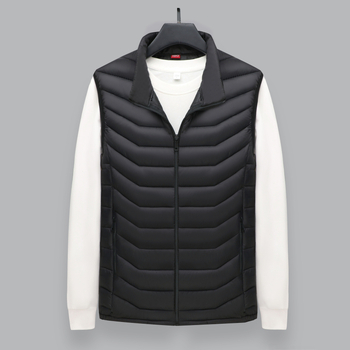 Muška pamučna vesta s punom od pamuka, slim-fit, korejskog stila, stojeći ovratnik, glavni materijal poliester
