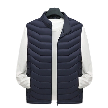 Muška pamučna vesta s punom od pamuka, slim-fit, korejskog stila, stojeći ovratnik, glavni materijal poliester