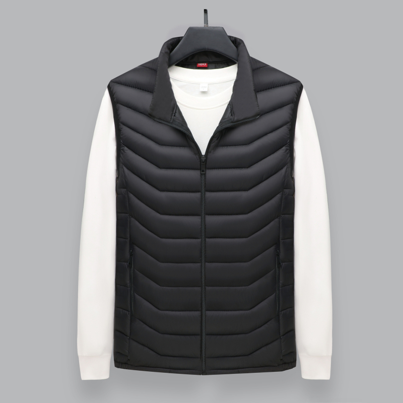 Muška pamučna vesta s punom od pamuka, slim-fit, korejskog stila, stojeći ovratnik, glavni materijal poliester