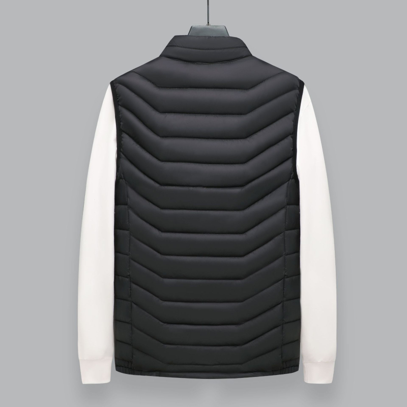 Muška pamučna vesta s punom od pamuka, slim-fit, korejskog stila, stojeći ovratnik, glavni materijal poliester
