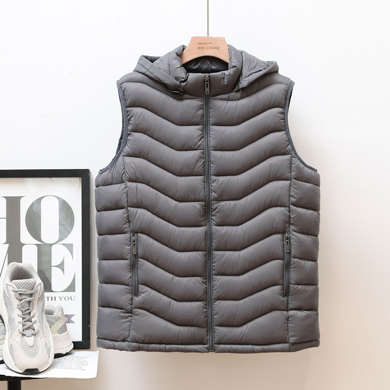 Muška pamučna vesta s punom od pamuka, slim-fit, korejskog stila, stojeći ovratnik, glavni materijal poliester