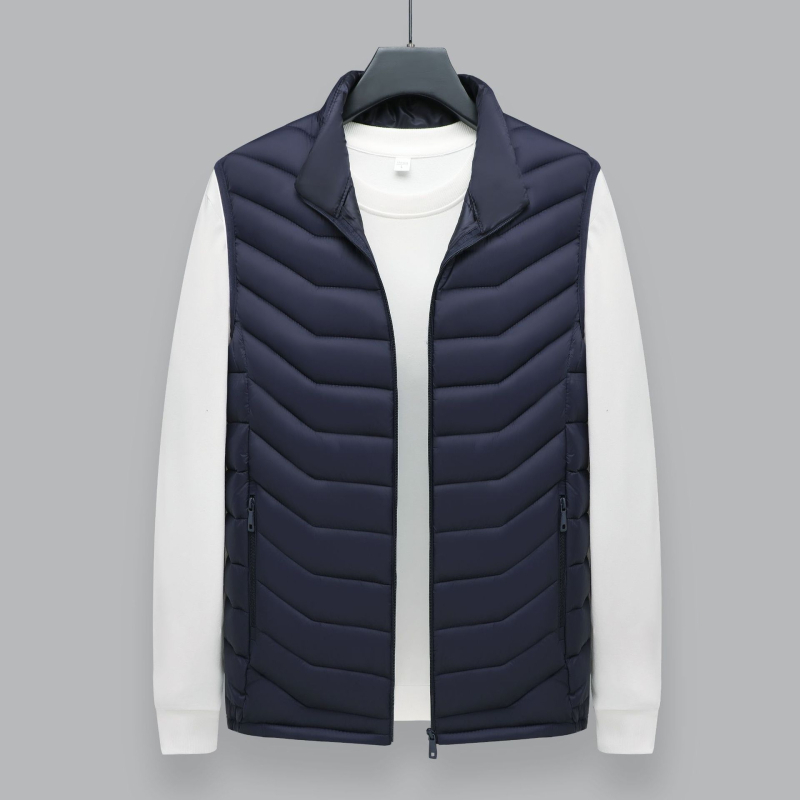Muška pamučna vesta s punom od pamuka, slim-fit, korejskog stila, stojeći ovratnik, glavni materijal poliester