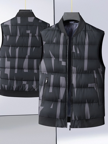 Férfi nylonszövettel készült mellény poliészter töltettel és bélésével, kapucni nélkül, alsó szegély bordázott