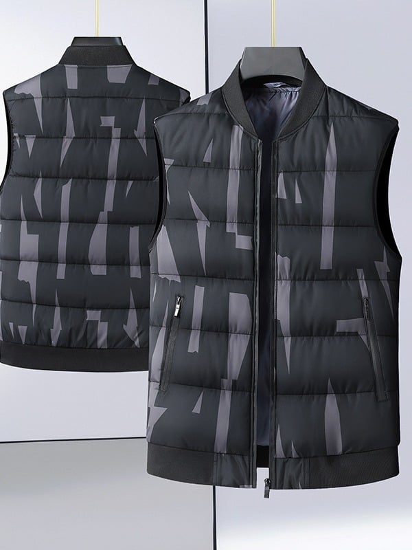 Férfi nylonszövettel készült mellény poliészter töltettel és bélésével, kapucni nélkül, alsó szegély bordázott