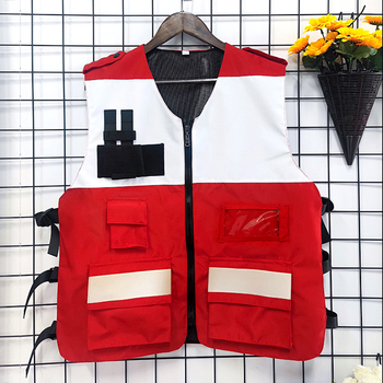 LDM Vestă de intervenție în situații de urgență cu logo, închidere cu fermoar, croială lejeră, pentru toate sezoanele, amestec din fibre de acetat