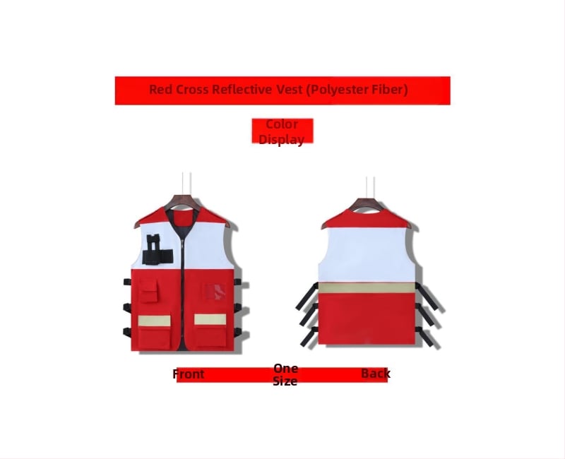 LDM Vestă de intervenție în situații de urgență cu logo, închidere cu fermoar, croială lejeră, pentru toate sezoanele, amestec din fibre de acetat