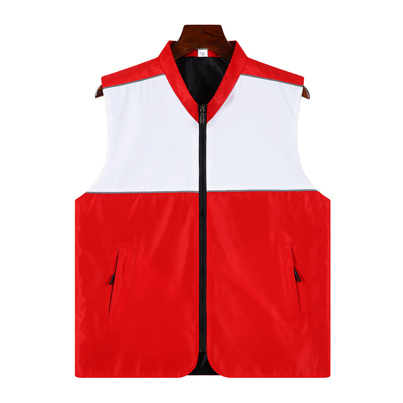 LDM Vestă de intervenție în situații de urgență cu logo, închidere cu fermoar, croială lejeră, pentru toate sezoanele, amestec din fibre de acetat