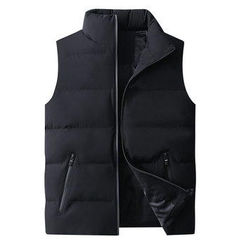 Muška vest s punjenjem od pamuka i poliestera, korejski stil, uski kroj, stojeći ovratnik, zatvarač, debela izolacija, podstava od poliestera
