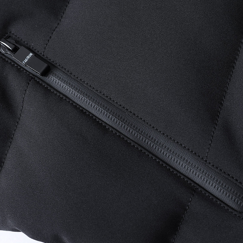 Muška vest s punjenjem od pamuka i poliestera, korejski stil, uski kroj, stojeći ovratnik, zatvarač, debela izolacija, podstava od poliestera