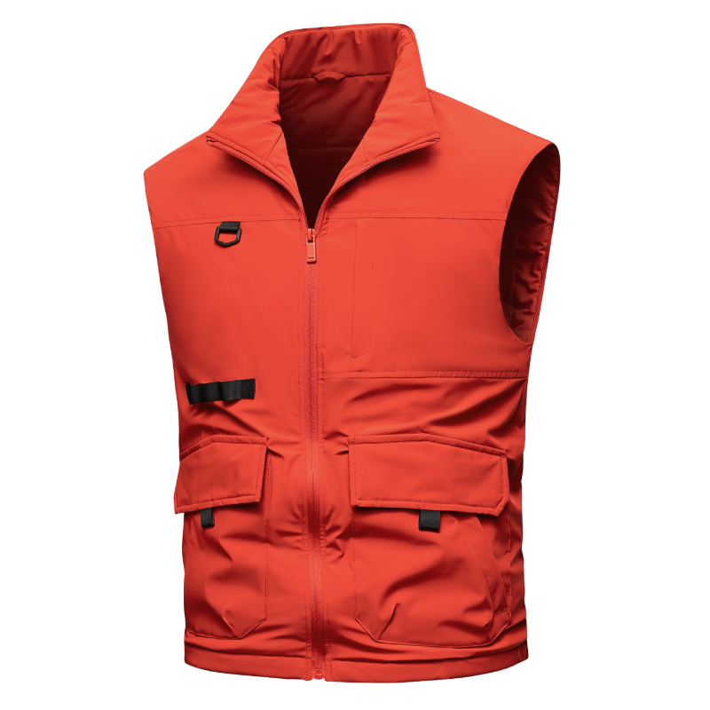 Muška vest Suzaku Red s reverom, laganog kroja, zipom sprijeda