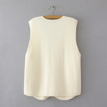 Sieviešu adīts V kakla kardigans – poliestera audums, 50–70% saturs, japāņu/korejiešu brīvā laika stils, rudens 2024