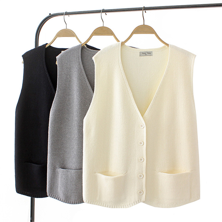 Sieviešu adīts V kakla kardigans – poliestera audums, 50–70% saturs, japāņu/korejiešu brīvā laika stils, rudens 2024