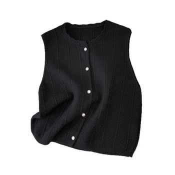 Πλεκτό γιλέκο χωρίς μανίκια, κομψός αστικός στυλ, κοντό μήκος (40–50 εκ.), ύφασμα βισκόζη ≥95%, στρογγυλός λαιμός