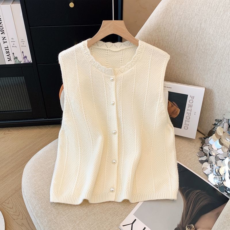 Πλεκτό γιλέκο χωρίς μανίκια, κομψός αστικός στυλ, κοντό μήκος (40–50 εκ.), ύφασμα βισκόζη ≥95%, στρογγυλός λαιμός