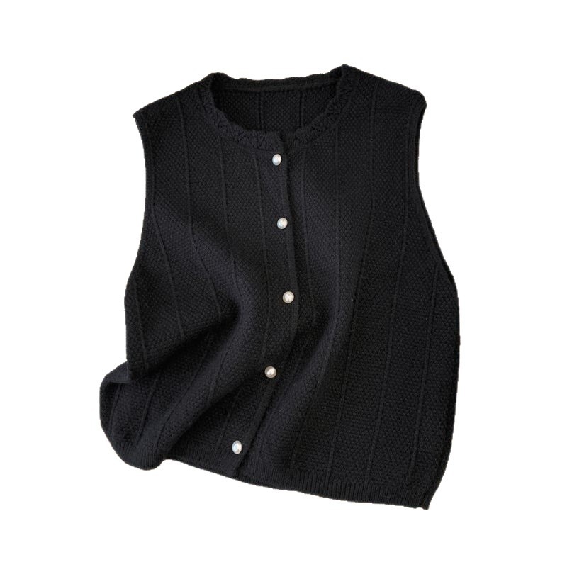 Πλεκτό γιλέκο χωρίς μανίκια, κομψός αστικός στυλ, κοντό μήκος (40–50 εκ.), ύφασμα βισκόζη ≥95%, στρογγυλός λαιμός