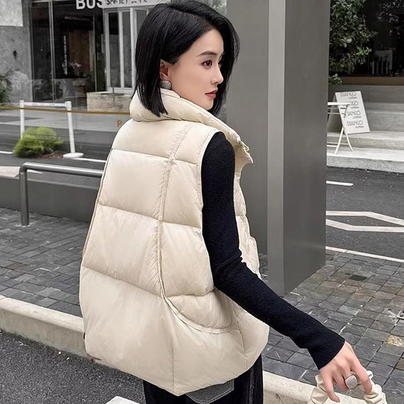 Sieviešu dūnu veste, regulāra piegriezums, dūnu pildījums 51-55%, stojamais apkaklis, priekšējais rāvējslēdzējs