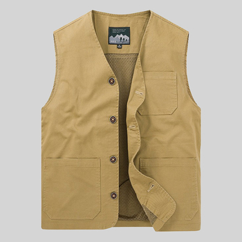 Muški pamukasti vest, casual kardigan stil, V-izrez, jednoredno kopčanje, podstava od poliestera