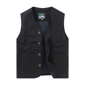 Muški pamukasti vest, casual kardigan stil, V-izrez, jednoredno kopčanje, podstava od poliestera