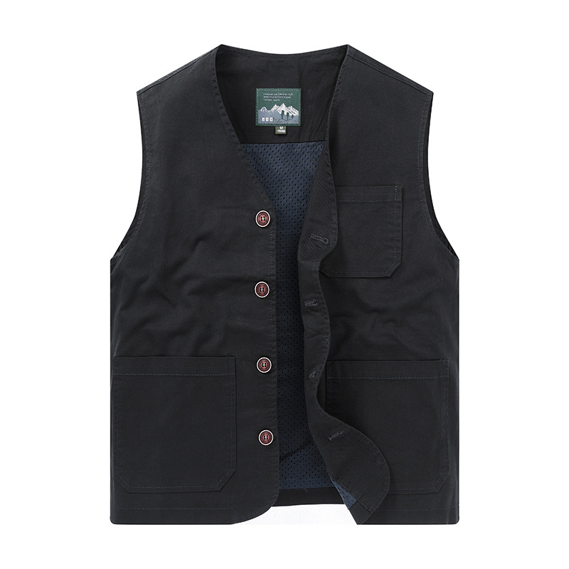 Muški pamukasti vest, casual kardigan stil, V-izrez, jednoredno kopčanje, podstava od poliestera