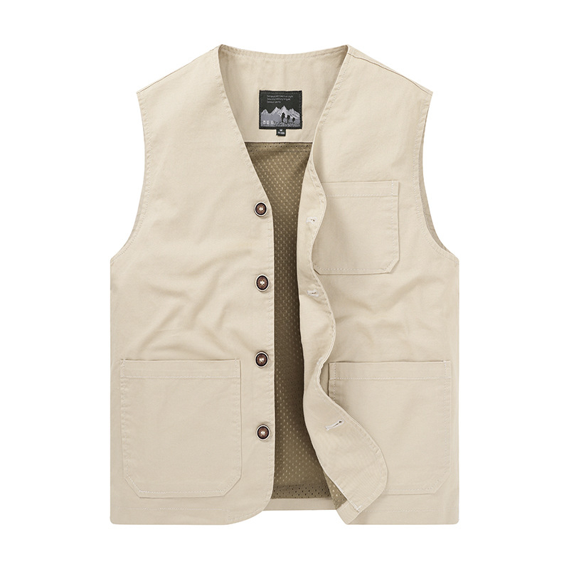 Muški pamukasti vest, casual kardigan stil, V-izrez, jednoredno kopčanje, podstava od poliestera