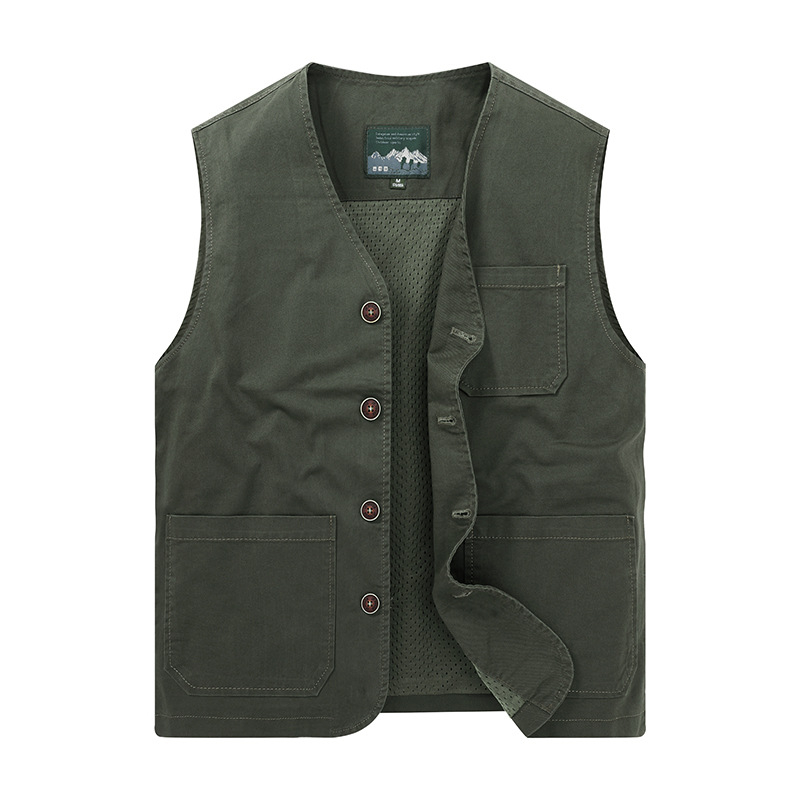 Muški pamukasti vest, casual kardigan stil, V-izrez, jednoredno kopčanje, podstava od poliestera