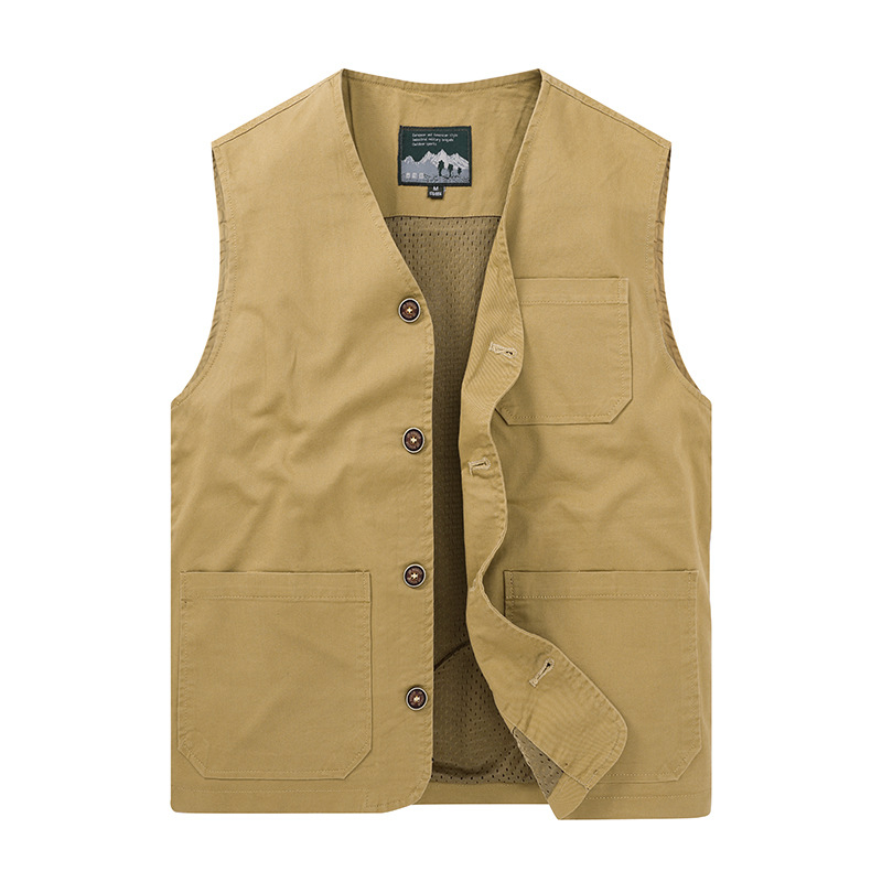 Muški pamukasti vest, casual kardigan stil, V-izrez, jednoredno kopčanje, podstava od poliestera